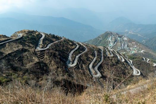 mountain-road, winding-road, himalayan-mountains, landscape, nature, travel-destination