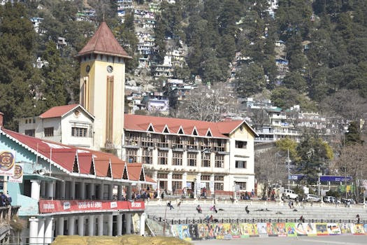 hill-station, nainital, clock-tower, lake-view, buildings, mountains, tourist-destination